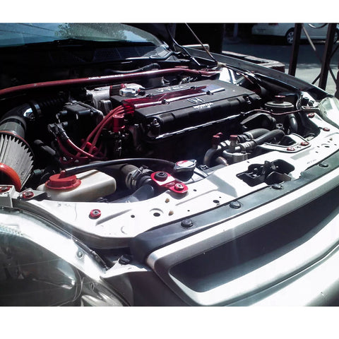 10 x JDM Black/ Red/ Blue Billet Aluminum Engine Bay Dress Up Kit M6 License Plate Frame Bumper Fender