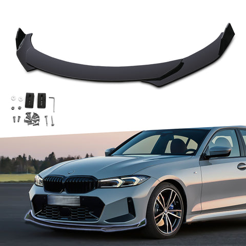Front Bumper Lip Chin Spoiler Splitter Diffuser Protector Guard Gloss Black 3pcs Universal Fit For Most Cars Auto Front Trim Body Kit