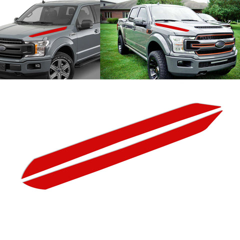 Glossy Black / Matte Black / Glossy Red Hood Spear Cowl Stripe Graphic Vinyl Decal Sticker for Ford F150 F-150 2015-2019