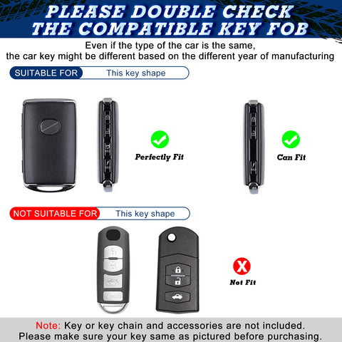 Black TPU Sand Leather Full Protect Remote Key Fob Cover w/Keychain For Mazda CX-9 2020-23