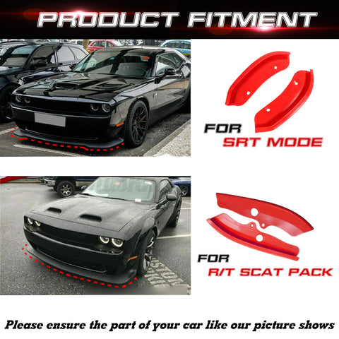 Red Bumper Lip Corner Splitter Trim For Dodge Challenger SRT Hellcat 2015-2023
