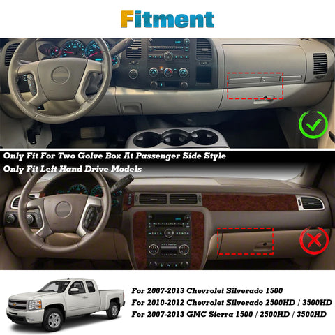 Center Console Dashboard Mat Pre-cut Non-Slip Sunshield Sun Glare Protector Dash Carpet Pad Black Cover Compatible with Chevrolet Silverado GMC Sierra 2007-2013,w/Two Golve Box