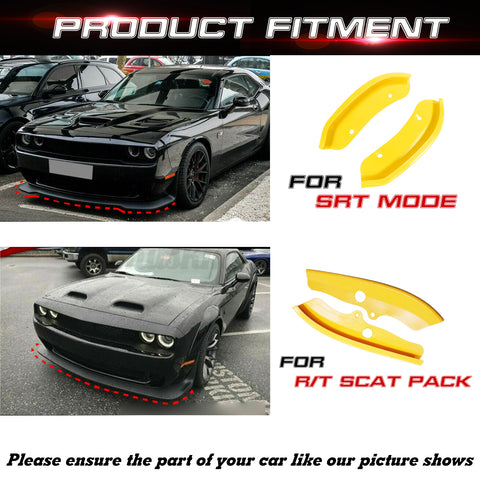 2X Yellow Front Bumper Lip Corner Molding Trim For Challenger Hellcat 2015-2023