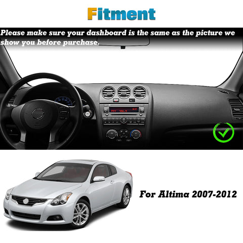 Center Console Dashboard Mat Pre-cut Non-Slip Sunshield Sun Glare Protector Dash Carpet Pad Black Cover Compatible with Nissan Altima Sedan Coupe 2007-2012