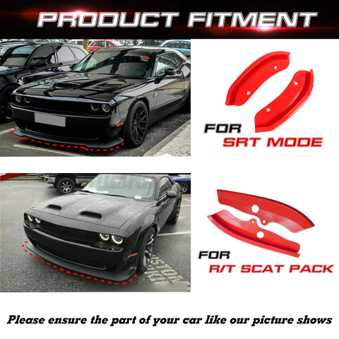 2X Red Bumper Corner Spoiler Cover Trim For Dodge Challenger RT SRT GT 2015-2021