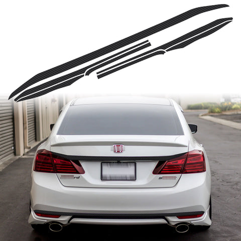 Chrome Delete Blackout Overlay Pre-cut Vinyl KK Kit For Honda Accord sedan 2016 2017 Trunk and Lower Rear Chrome Trim - Carbon Fiber