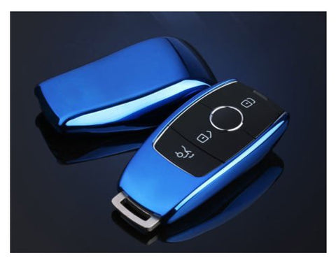 Blue \ Black \ Gold \ Red \ Silver \ Rose Gold Chrome Finish TPU Key Fob Protective Cover Case For Mercedes-Benz 2017 2018 E-Class Sedan E300 E400 E43 AMG etc