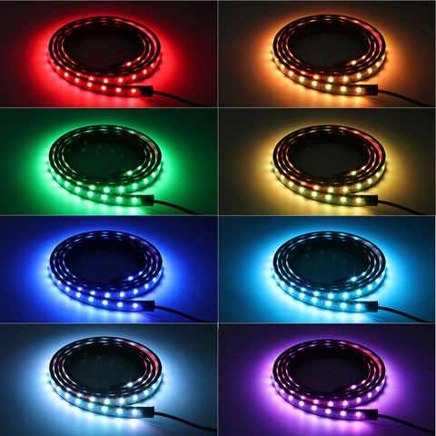 2pcs RGB Multi Color Truck Cargo Bed Running Board Step LED Strip Light Kit w/RF remote control Universal Fit Truck Pickup, ( Length 60'')