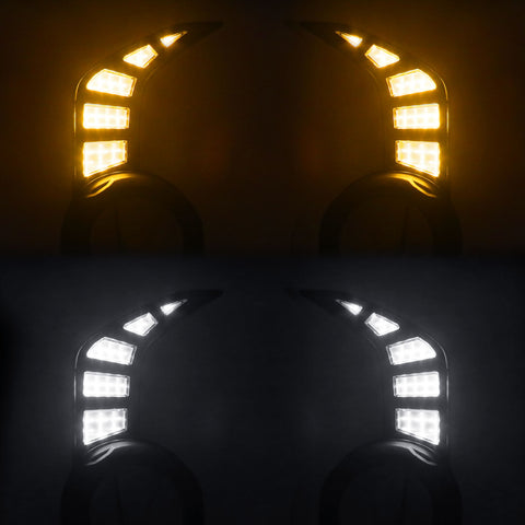 2pcs Switchback w/Turn Signal LED Flowing Front Fog Light Lamps with Bezel Cover Compatible With Toyota 4Runner 2014-2024, White/Amber