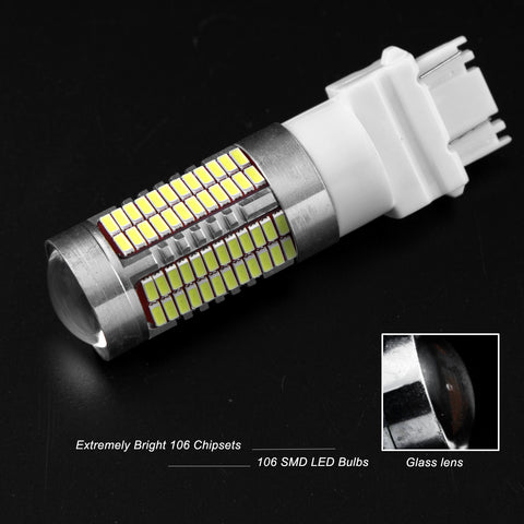 3157 White/Amber/Red Projector Lens 106-SMD LED Bulbs for Turn Signal Parking Corner Lights