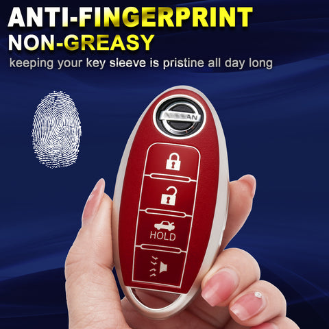 Red Remote Key Fob Shell Cover Case Protector w/Keychain For Nissan Altima Maxima Sentra