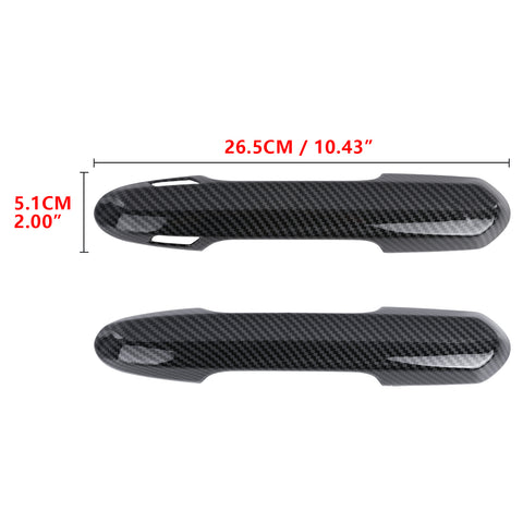 Side Door Handle Cover Trim w/ Keyless Hole Compatible with Toyota Rav4 2019-2024 Highlander 2020-up, Carbon Fiber Pattern (4pcs)