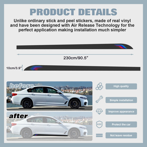 Carbon Fiber Texture Side Skirt Sill Sticker For BMW F10 F11 G30 F01 F02 E60 E61