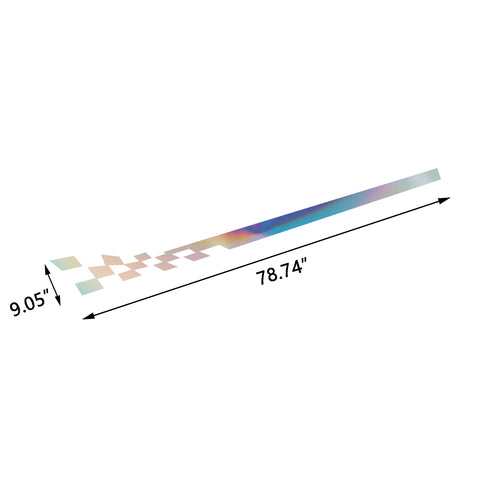 78" Reflective Car Door Body Side Door Vinyl Stripe Graphic Decal Sticker Colorful Checkered Racing Flag Style 2Pcs