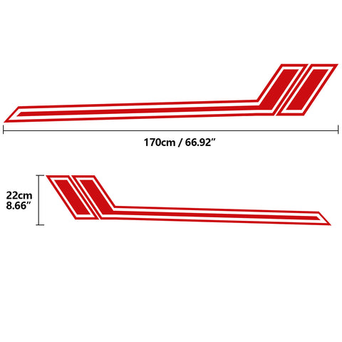 Side Door Skirt Vinyl Stripe Decal Sticker, Glossy Red Hockey Sporty Graphic Style (Length 67")