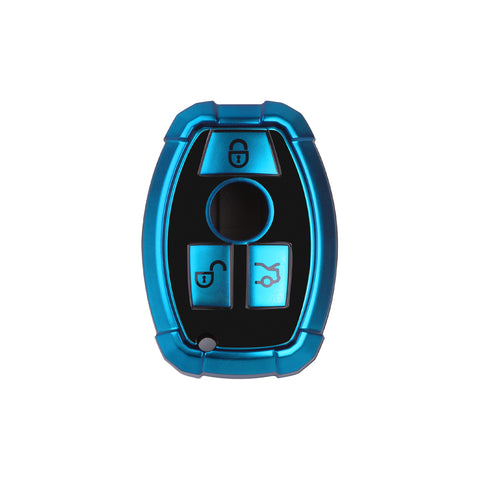Full Covered Armor Blue TPU Remote Fob Key Cover Shell For Mercedes B C E G SLK