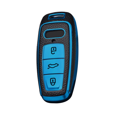 Blue Soft TPU Anti-dust Full Seal Remote Key Fob Cover For Audi A6L A7 A8 E-Tron