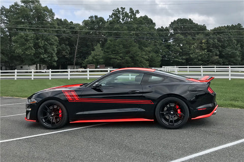 Side Door Skirt Vinyl Stripe Decal Sticker, Glossy Red Hockey Sporty Graphic Style (Length 67")