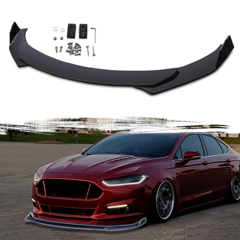 Front Bumper Lip Chin Spoiler Splitter Diffuser Protector Guard Gloss Black 3pcs Universal Fit For Most Cars Auto Front Trim Body Kit