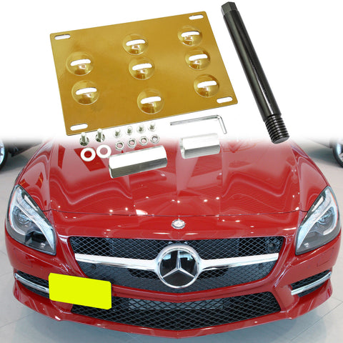 Black / Gold / Red License Plate Mounting Bumper Tow Hook Bracket for Mercedes GLK GLC GLE, Fit Porsche Macan 2014-2019, Fit Audi Q7 2016-up