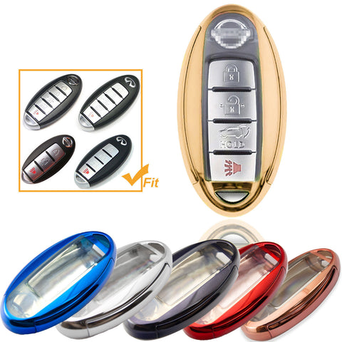 Black Soft TPU + Hard ABS Remote Smart Key Fob Shell Cover For Nissan 3 4 5 Buttons
