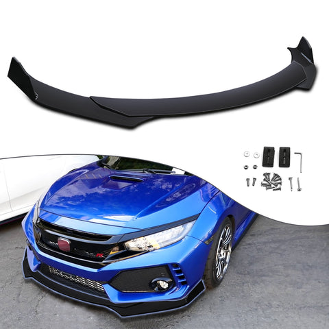 Front Bumper Lip Chin Spoiler Splitter Diffuser Protector Guard Gloss Black 3pcs Universal Fit For Most Cars Auto Front Trim Body Kit