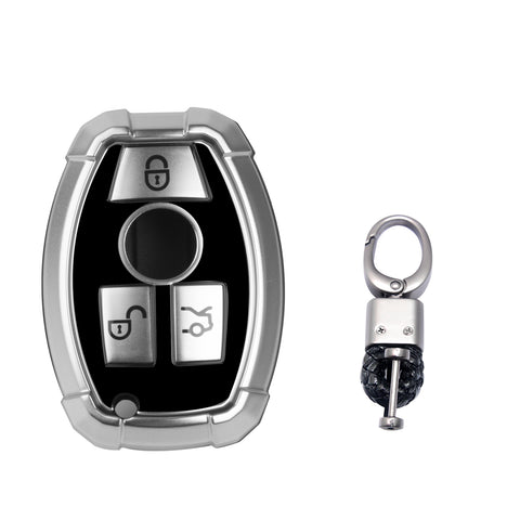 Full Covered Armor Silver TPU Remote Fob Key Cover Shell For Mercedes B C E G SLK