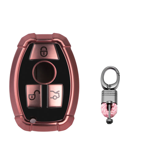 Full Covered Armor Pink TPU Remote Fob Key Cover Shell For Mercedes B C E G SLK