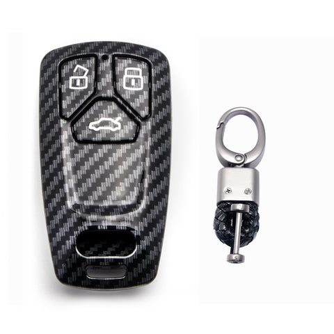 Glossy Carbon Fiber Style Key Fob Cover Keyless Remote Control Key Protective Hard Shell Case for Audi A3 A4 A5 A6 Q5 Q7 TT TTS S4 S5 RS4 RS5 R8