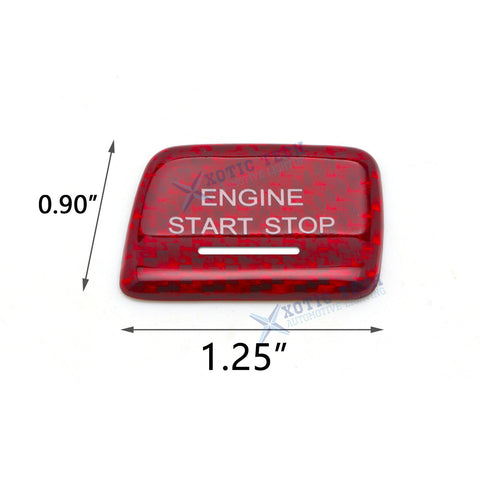 Red Real Carbon Fiber Keyless Engine Start Push Button Cover Trim for Chevrolet Camaro 2016-2024, Sporty Engine Ignition Start Stop Button Cap for Chevrolet Corvette C7 2014-2019