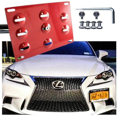 Black/ Gold/ Red Aluminum Bumper Tow License Plate Mount Bracket Direct Fit for Lexus IS 2006-2018, Lexus CT 2011-2017