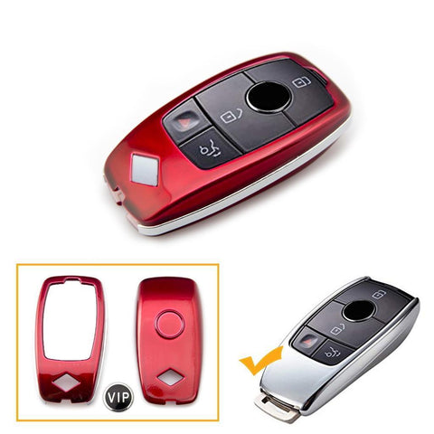 Carbon Fiber Pattern/ Glossy Black/ Glossy Red/ Glossy White Key FOB Hard Cover Shell Case for Mercedes 2017+ E300 E400 S63 AMG GLK GLA