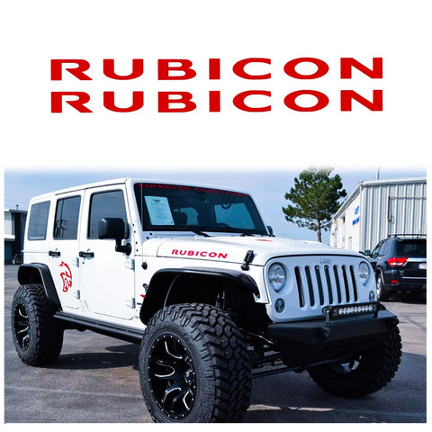 2 x Vinyl Black/ Brush Silver/ Red/ White RUBICON Letter Decal Hood Fender Sticker for Jeep Rubicon Wrangler JK YJ