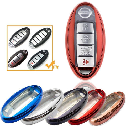 Black Soft TPU + Hard ABS Remote Smart Key Fob Shell Cover For Nissan 3 4 5 Buttons
