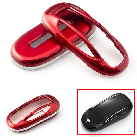 Carbon Fiber Pattern/ Glossy Black/ Glossy Red/ Glossy White Key FOB Cover Hard Shell Case for Tesla Model X Keyless Remote