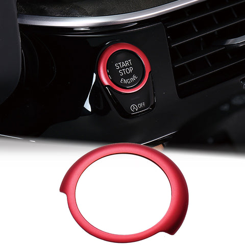Engine Start Stop Button Cover Key Switch Aluminum Decor Ring Sticker for BMW 5 Series G30 2017-up Red/ Blue