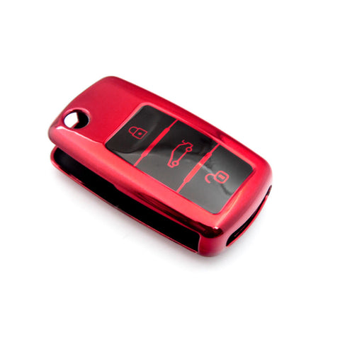 Blue/ Red/ Silver TPU Keyless Smart Key Fob Cover Full Protection Case for Volkswagen 3-button Key