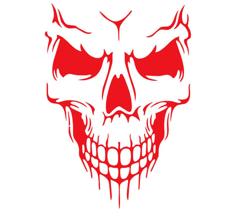 Auto Front Hood Vinyl Graphic Sticker - Truck Trailer Boat Door Window Decal - 1pcs Black/ White/ Red Skull Shape