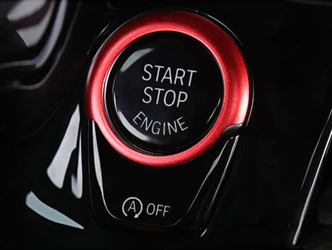 Engine Start Stop Button Cover Key Switch Aluminum Decor Ring Sticker for BMW 5 Series G30 2017-up Red/ Blue