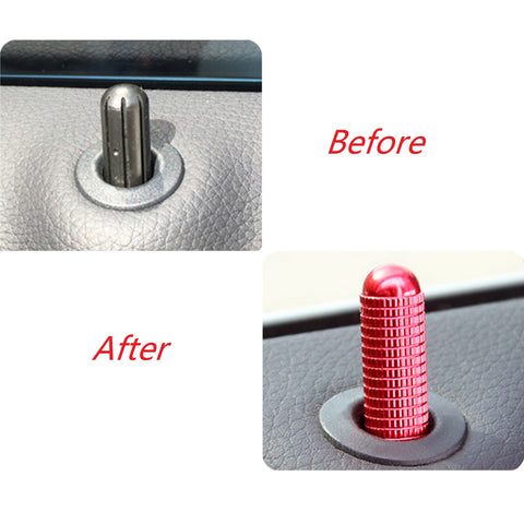 Blue/ Red Metal Screw On Door Lock Knob Pin Cap for Mercedes Benz CLA GLA 2014-2018