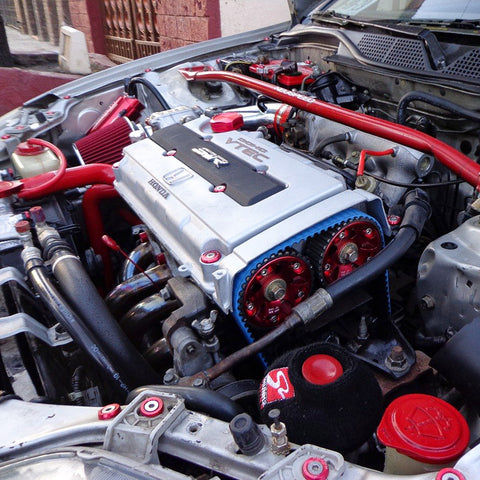 10 x JDM Black/ Red/ Blue Billet Aluminum Engine Bay Dress Up Kit M6 License Plate Frame Bumper Fender