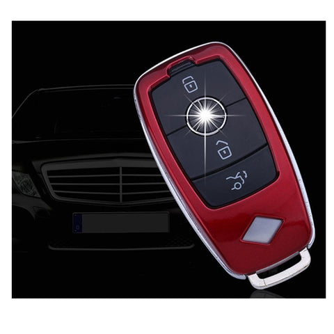 Carbon Fiber Pattern/ Glossy Black/ Glossy Red/ Glossy White Key FOB Hard Cover Shell Case for Mercedes 2017+ E300 E400 S63 AMG GLK GLA