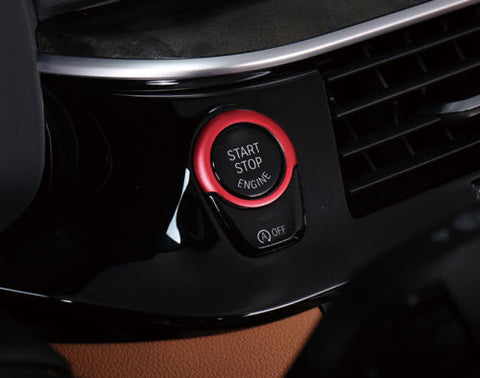 Engine Start Stop Button Cover Key Switch Aluminum Decor Ring Sticker for BMW 5 Series G30 2017-up Red/ Blue