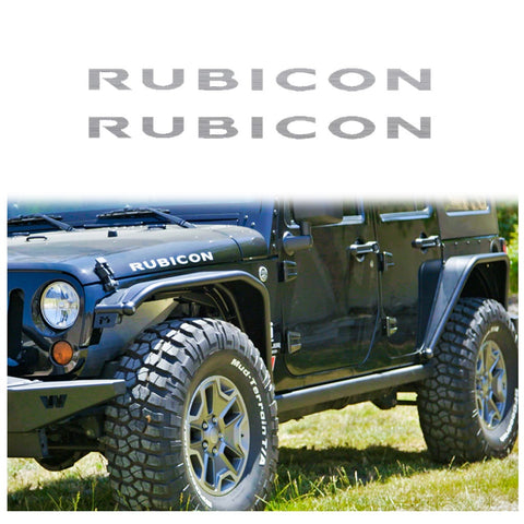 2 x Vinyl Black/ Brush Silver/ Red/ White RUBICON Letter Decal Hood Fender Sticker for Jeep Rubicon Wrangler JK YJ