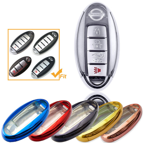 Black Soft TPU + Hard ABS Remote Smart Key Fob Shell Cover For Nissan 3 4 5 Buttons