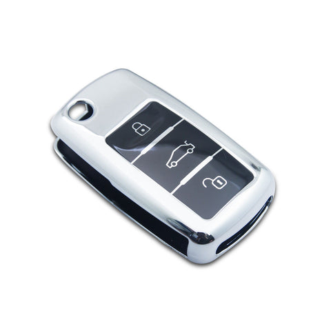 Blue/ Red/ Silver TPU Keyless Smart Key Fob Cover Full Protection Case for Volkswagen 3-button Key