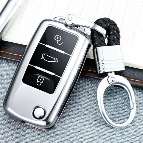 Blue/ Red/ Silver TPU Keyless Smart Key Fob Cover Full Protection Case for Volkswagen 3-button Key