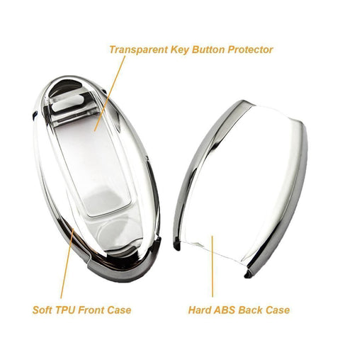 Black Soft TPU + Hard ABS Remote Smart Key Fob Shell Cover For Nissan 3 4 5 Buttons