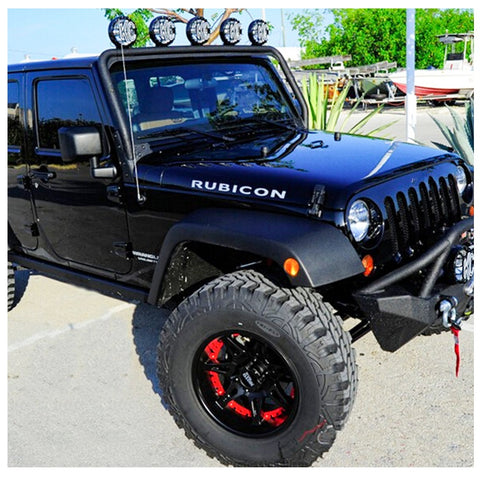 2 x Vinyl Black/ Brush Silver/ Red/ White RUBICON Letter Decal Hood Fender Sticker for Jeep Rubicon Wrangler JK YJ