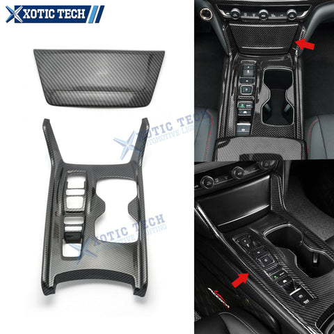 ABS Carbon Fiber Gear Shift Box Cigarette Lighter Panel Cover Trim Fit for Honda Accord 10th Gen 2018 2019 2020